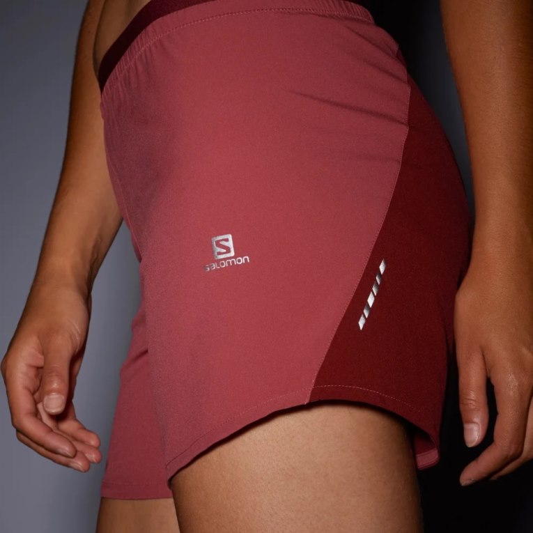 Red Salomon Cross 5'' Women's Running Shorts | PH 92364B